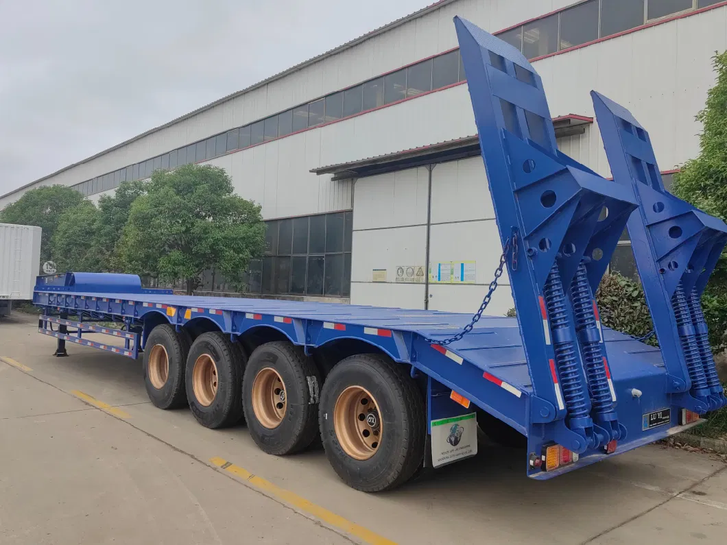 Hot Selling 80t 100t Heavy Duty Low Bed/Lowboy/Low Loader Semi Trailers 3 Axles 4 Axles Low Flatbed Truck Trailer