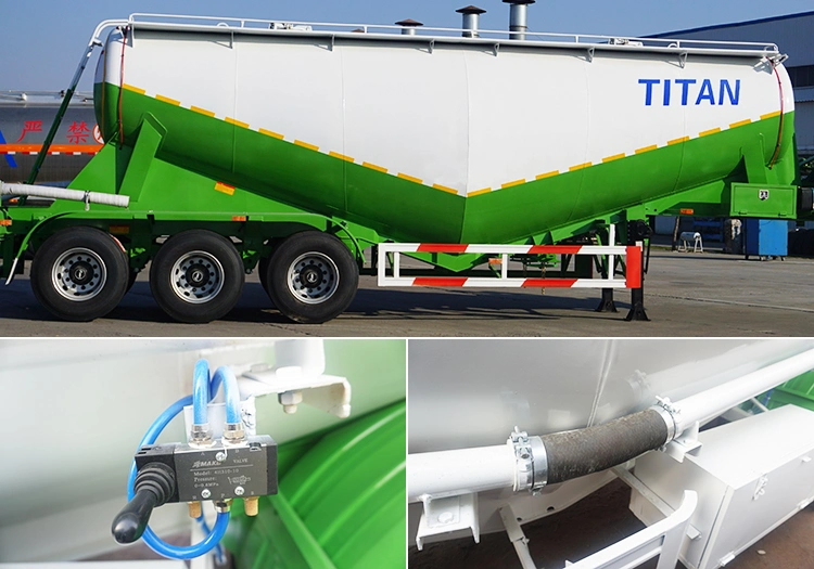 Titan 3 Axle 40-60 Tons 35/45/50cbm V Type Dry Bulk Cement/Flour/Powder/Fly Ash Transport Silo Bulker Tank/Tanker Silobas Truck Semi Trailer for Sale